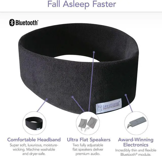 Alt view image 4 of 5 - SleepPhones Wireless Sleep Headphones by AcousticSheep V8 | 24-Hour Battery | Original and Most Comfortable Bluetooth Headphones for Sleeping (Small, Midnight Black Fleece)