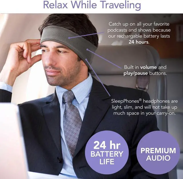 Alt view image 3 of 5 - SleepPhones Wireless Sleep Headphones by AcousticSheep V8 | 24-Hour Battery | Original and Most Comfortable Bluetooth Headphones for Sleeping (Small, Midnight Black Fleece)