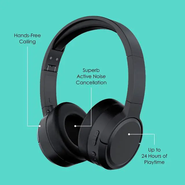 Alt view image 3 of 5 - JaM Travel ANC Active Noice Cancelling Headphones, 24 Hours Playtime, Black