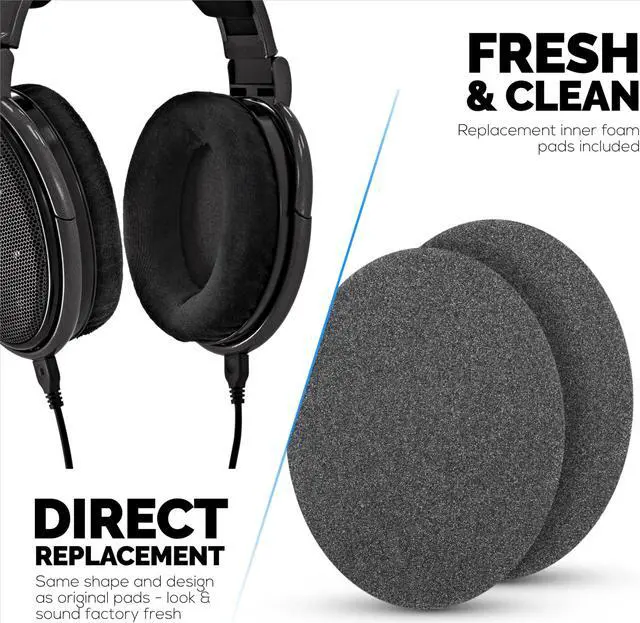 Alt view image 3 of 5 - Replacement Earpads for Sennheiser HD600, HD650, HD660S, HD525, HD535, HD545, & Massdrop HD58X, HD6XX Headphones - Soft Velour Cushions for Extra Comfort, by Brainwavz (Black)