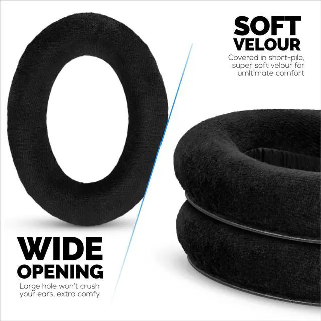 Alt view image 4 of 5 - Replacement Earpads for Sennheiser HD600, HD650, HD660S, HD525, HD535, HD545, & Massdrop HD58X, HD6XX Headphones - Soft Velour Cushions for Extra Comfort, by Brainwavz (Black)