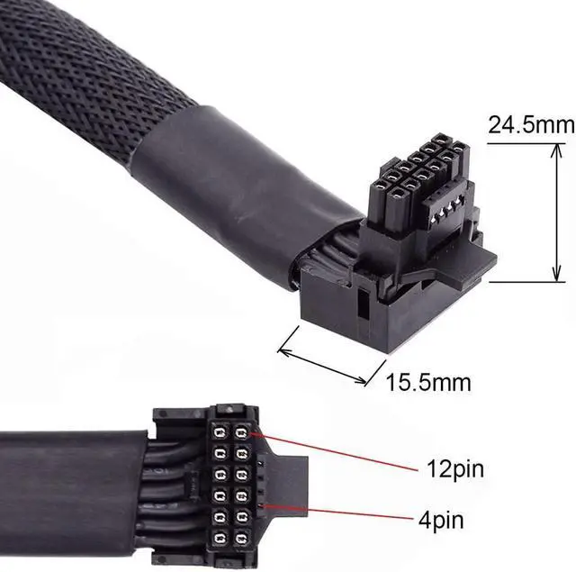 Alt view image 3 of 5 - xiwai Male to Female Up Angled 90 Degree Extension 12VHPWR ATX3.0 PCI-E 5.0 Power Modular Cable for 3080 3090TI PSU 16Pin 12+4P Graphics Card