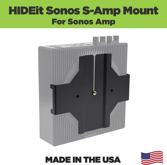 Alt view image 2 of 5 - HIDEit Mounts S-Amp Wall Mount for Sonos Amp, Patented in 2021, Made in USA - Black Steel Mount for Sonos Wireless Amplifier, Speaker Amp Mounting Bracket