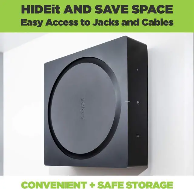Alt view image 3 of 5 - HIDEit Mounts S-Amp Wall Mount for Sonos Amp, Patented in 2021, Made in USA - Black Steel Mount for Sonos Wireless Amplifier, Speaker Amp Mounting Bracket