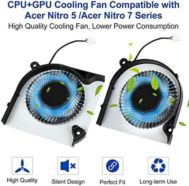 Alt view image 2 of 5 - S-Union New CPU+GPU Cooling Fan Replacement for Nitro 5 AN515-43, AN515-54, AN517-51, Acer Nitro 7 AN715-51 Series Game Laptop (with Thermal Paste and Spatula)