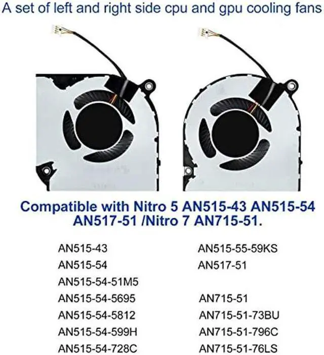 Alt view image 4 of 5 - S-Union New CPU+GPU Cooling Fan Replacement for Nitro 5 AN515-43, AN515-54, AN517-51, Acer Nitro 7 AN715-51 Series Game Laptop (with Thermal Paste and Spatula)