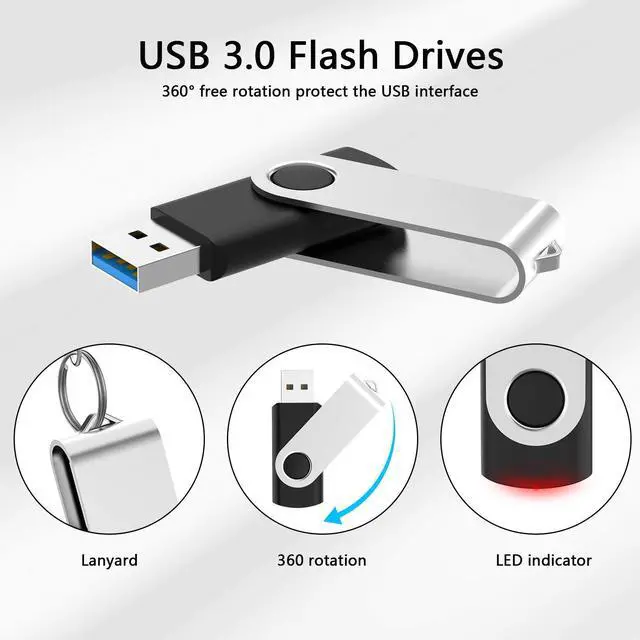 Alt view image 2 of 5 - KOOTION 16 GB USB 3.0 Flash Drive 16gb Flash Drives 10pcs Thumb Drive Keychain Jump Drive Swivel Memory Sticks, Black