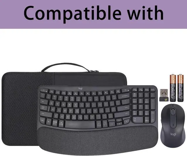 Alt view image 3 of 5 - co2CREA Hard Case Compatible with Logitech Wave Keys MK670 Combo/Wave Keys Wireless Ergonomic Keyboard,Graphite Case