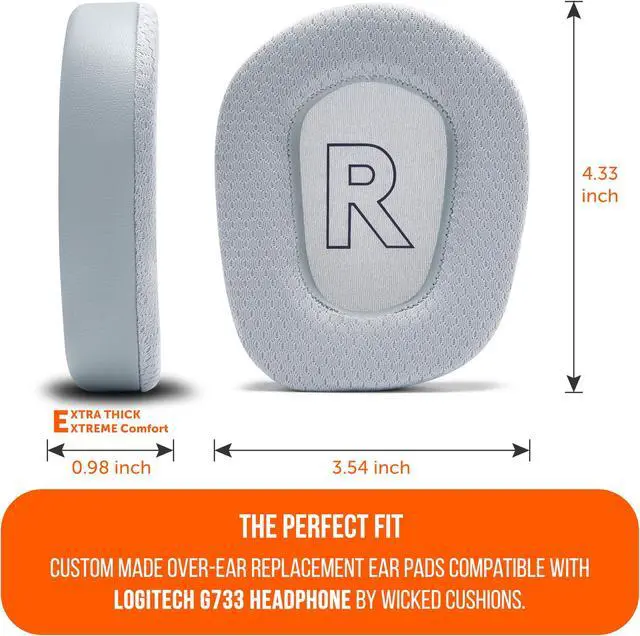 Alt view image 5 of 5 - WC Freeze G733 - Cooling Gel Earpads for Logitech G733 Headphones by Wicked Cushions | Enhanced Comfort & Thickness with Cooling Gel Technology for Epic Gaming | Grey