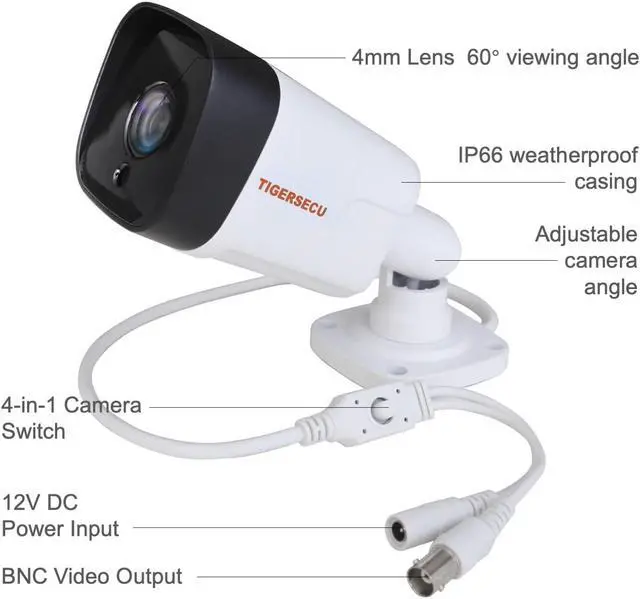 Alt view image 4 of 5 - TIGERSECU Super HD 5MP 4-in-1 Security 4-Camera Bundle