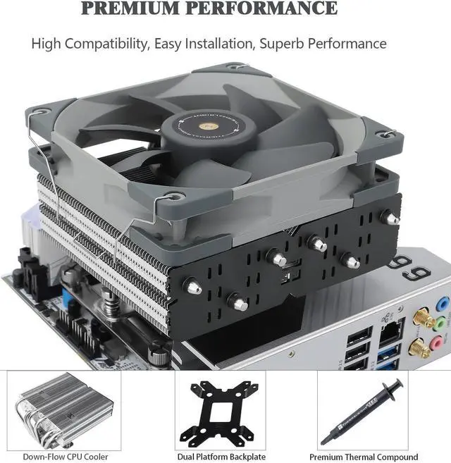 Alt view image 3 of 5 - Thermalright SI-100 CPU Air Cooler, 6x6mm Heat Pipes, TL-E12 PWM Quiet Fan CPU Cooler with S-FDB V2.0 Bearing, AGHP 3.0 Technology, for AMD AM4 AM5/Intel 1150/1151/1200/1700/2066, PC Cooler...