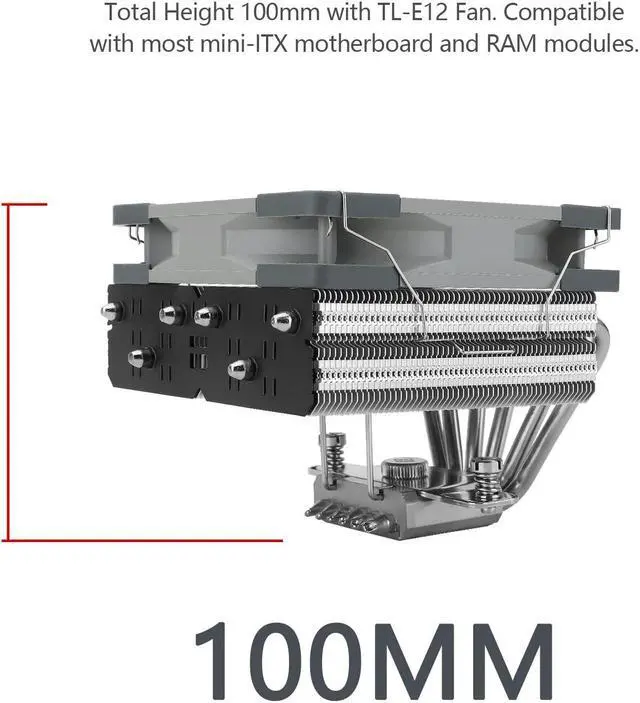 Alt view image 4 of 5 - Thermalright SI-100 CPU Air Cooler, 6x6mm Heat Pipes, TL-E12 PWM Quiet Fan CPU Cooler with S-FDB V2.0 Bearing, AGHP 3.0 Technology, for AMD AM4 AM5/Intel 1150/1151/1200/1700/2066, PC Cooler...
