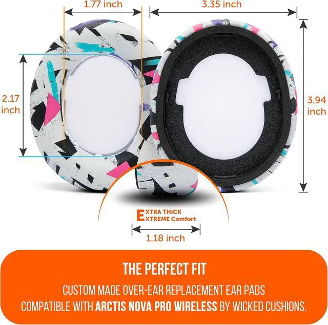 Alt view image 3 of 5 - WC Upgraded Replacement Earpads for Steelseries Arctis Nova Pro Wireless Made by Wicked Cushions | Improved Durability, Thickness, Softer Leather, and Sound Isolation | 90's White