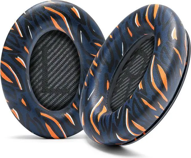 Main image of WC Wicked Cushions Upgraded Replacement Ear Pads for Bose QC35 & QC35ii (QuietComfort 35) Headphones & More - Softer Leather, Luxurious Memory Foam, Added Thickness, Extra Durability | Navy Tiger