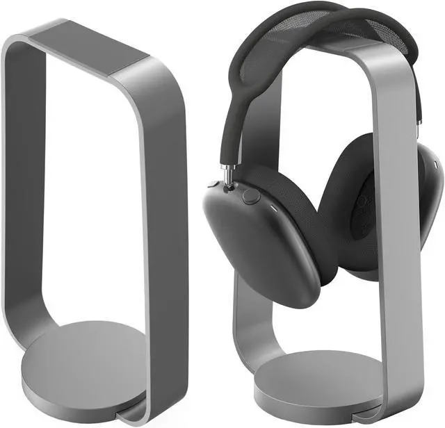 Alt view image 2 of 5 - HumanCentric Headphone Stand Headset Holder in Space Gray, Weighted Aluminum Headphone Holder, Desk Headphone Hanger Displays and Holds Headsets, Works with Most Headphone Brands and Sizes