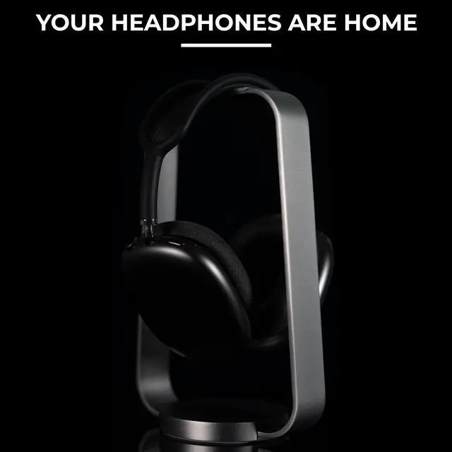 Alt view image 5 of 5 - HumanCentric Headphone Stand Headset Holder in Space Gray, Weighted Aluminum Headphone Holder, Desk Headphone Hanger Displays and Holds Headsets, Works with Most Headphone Brands and Sizes