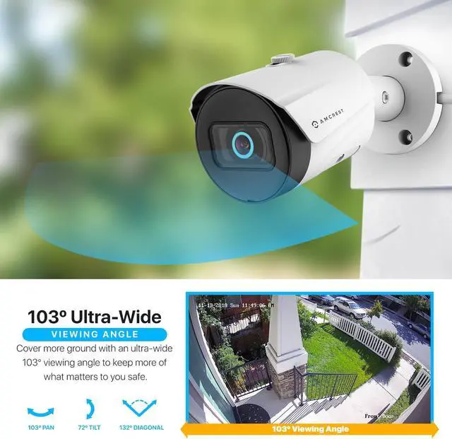 Alt view image 3 of 5 - Amcrest UltraHD 5MP Outdoor POE Camera 2592 x 1944p Bullet IP Security Camera, Outdoor IP67 Waterproof, 103deg Viewing Angle, 2.8mm Lens, 98.4ft Night Vision, 5-Megapixel, IP5M-B1186EW-28MM (White)