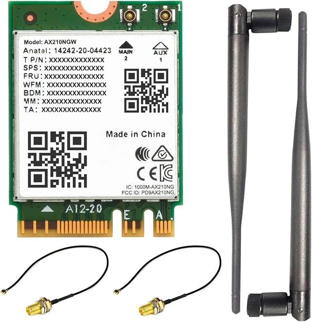 Main image of Wireless AX210 NIC, Gigabit Tri-Band Wi-Fi 6E, 802.11AX Standard, Bluetooth 5.2, AX210 NGW Wifi Card, MU-MIMO NGFF (M.2 A/E Key) Interface,Support Linux, Windows 10/8.1/8/7