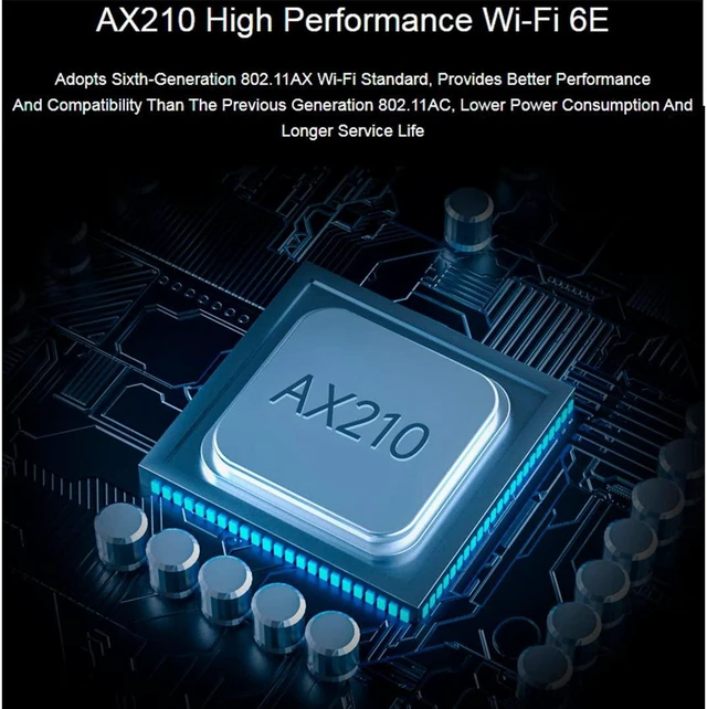 Alt view image 4 of 5 - Wireless AX210 NIC, Gigabit Tri-Band Wi-Fi 6E, 802.11AX Standard, Bluetooth 5.2, AX210 NGW Wifi Card, MU-MIMO NGFF (M.2 A/E Key) Interface,Support Linux, Windows 10/8.1/8/7