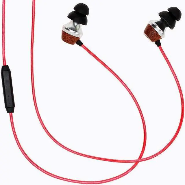 Alt view image 2 of 5 - Symphonized ALN 2.0 Premium Genuine Wood In-ear Noise-isolating Headphones|Earbuds|Earphones with Innovative Shield Technology Cable and Mic (Lava Red)