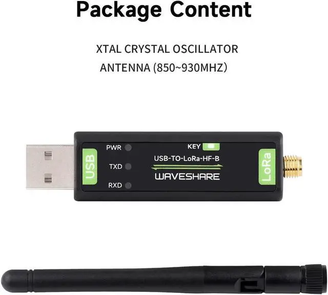 Alt view image 2 of 5 - Waveshare USB to LoRa Data Transfer Module, Based On SX1262, Suitable for Data Acquisition in Industry and Agriculture-XTAL Crystal oscillator