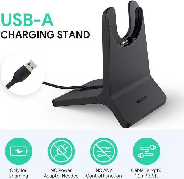 Alt view image 3 of 5 - Yealink Charging Stand for BH70 Wireless Bluetooth Headset with Mic for Work, up to 35h Talk Time, 90mins Full Charging, No Power Adapter Required, 1.2m USB-A Cable for Charging Only
