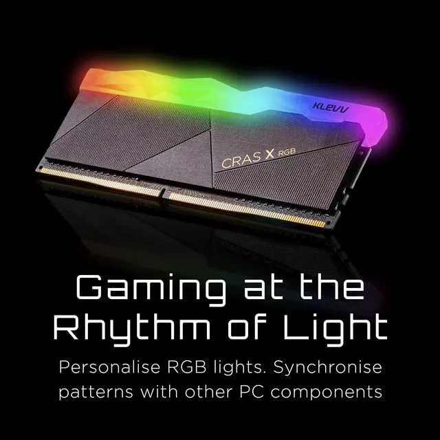 Alt view image 2 of 5 - KLEVV CRAS X RGB DDR4 16GB (2x8GB) 3200MHz CL16 1.35V Gaming Desktop Ram Memory SK Hynix Chip XMP 2.0 Ready (KD48GU880-32A160X)