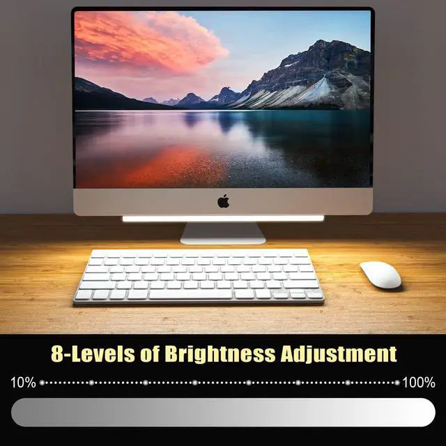 Alt view image 4 of 4 - ABCidy 2-in-1 Under Monitor Light Bar, 2 PCS Screenbar Light Desk Lamp Computer with Remote Controller Color Changing, LED Dynamic Rainbow Effect USB Powered for PC Setup, Keyboard Light, Gaming Room