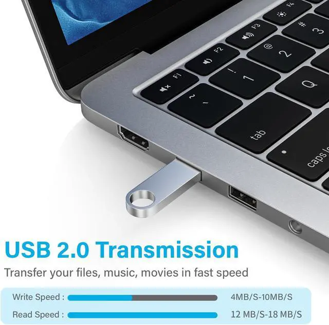 Alt view image 3 of 5 - ABLAZE 2GB Flash Drive 10 Pack, Metal USB 2.0 Thumb Drives with Keychains USB Sticks Pendrives (Sliver)