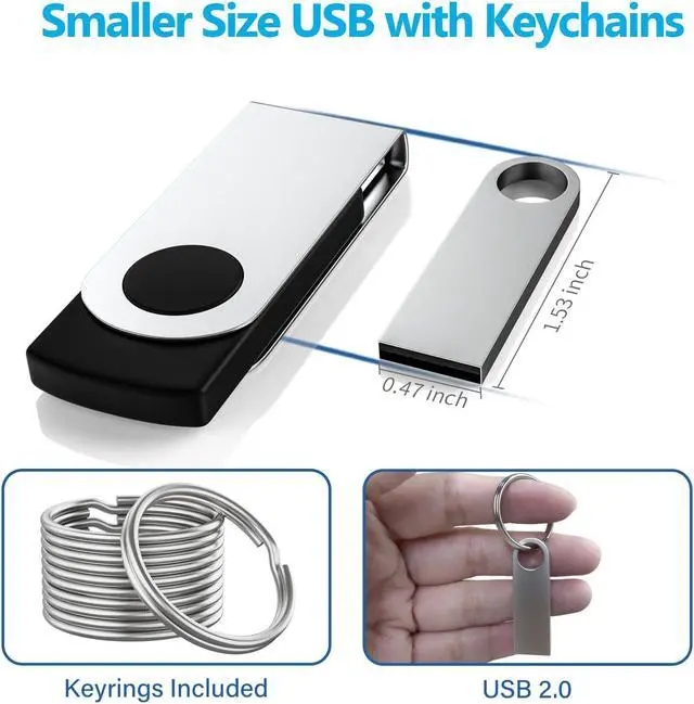Alt view image 5 of 5 - ABLAZE 2GB Flash Drive 10 Pack, Metal USB 2.0 Thumb Drives with Keychains USB Sticks Pendrives (Sliver)