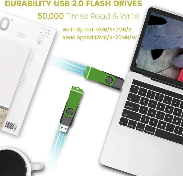 Alt view image 2 of 5 - 128MB USB Flash Drive 20 Pack AGECASH USB 2.0 Thumb Flash Drives Bulk Green Swivel 128MB USB Memory Stick Zip Jump Drive Multipack Pendrive with Labels & Lanyards