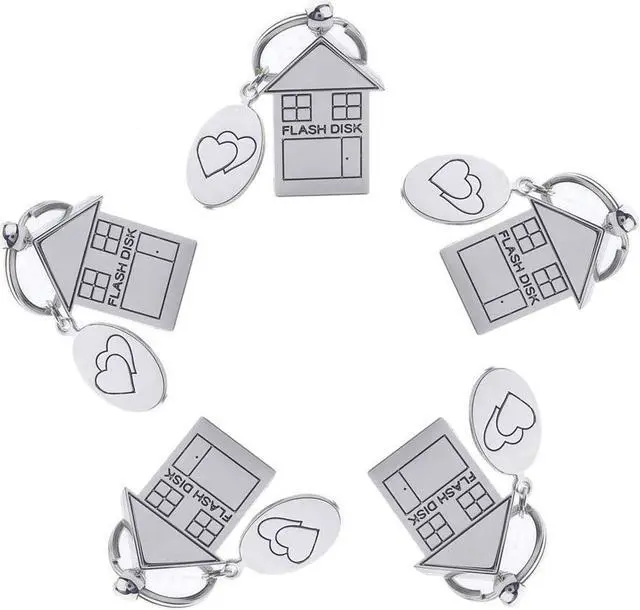 Main image of ANGROC 5PCS Folding Metal House Shaped USB 3.0 16GB USB Flash Drive Memory Stick Fold Storage Stick Pen-(Silver)