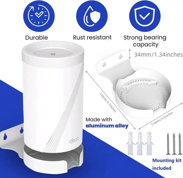 Alt view image 2 of 5 - Bangcheer Wall Mount for TP-Link Deco BE63/ BE65/BE10000/BE11000 Mesh Wi-Fi 7 System, Saving Space Aluminum Alloy Wall Hanging Bracket Holder with Cable Storage Rack, Easy Installation (White-2Pack)