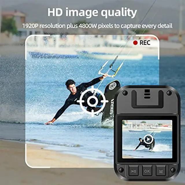 Alt view image 2 of 5 - CAMMHD H4-32G Body Camera 1920P HD Body Cam with Audio and Video Recording Work 9 Hours, Police Body Camera with Night Vision Support External SD Card up to 512G