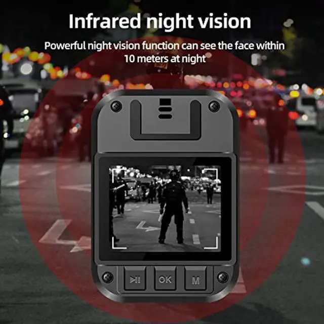 Alt view image 5 of 5 - CAMMHD H4-32G Body Camera 1920P HD Body Cam with Audio and Video Recording Work 9 Hours, Police Body Camera with Night Vision Support External SD Card up to 512G