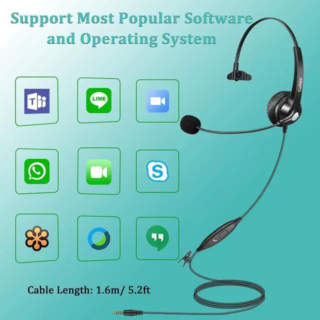 Alt view image 4 of 5 - 3.5mm Jack Cell Phone Headset with Microphone Noise Cancelling for PC Laptop, Wired Computer Headphones for iPhone Android Zoom Home Office Work School Classroom, in-line Control, Comfort-Fit