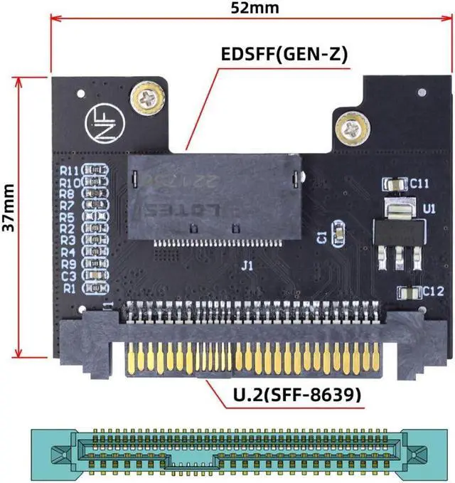 Alt view image 5 of 5 - chenyang NVMe EDSFF GEN-Z E1.S SSD to U.2 SFF-8639 Host Adapter for DC P4511 Series EDSFF NVMe SSD