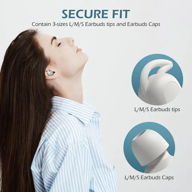 Alt view image 5 of 5 - Damipow Wireless Sleep earbuds, Invisible Bluetooth 5.3 in Ear Sleep Earphones, Noise Blocking Sleeping Headphones for Side Sleepers, Micro Sleepbuds Built-in Mic for Music, Working, Hiking(off-White)