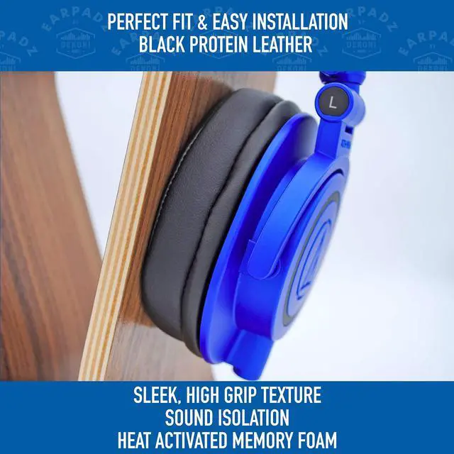 Alt view image 3 of 5 - Earpadz Replacement for Audio Technica ATH-M50X M Series, Sony MDR7506 Ear Pads, Protein Leather Headphone Cushions (Midnight, Black, 1 Pair)