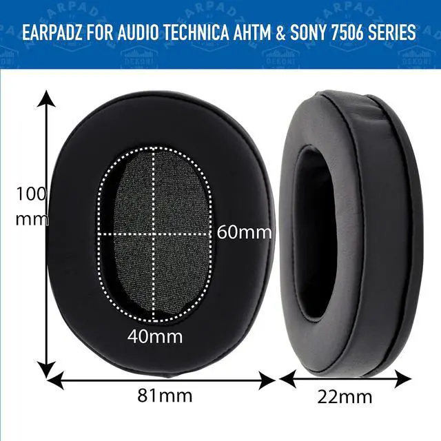 Alt view image 4 of 5 - Earpadz Replacement for Audio Technica ATH-M50X M Series, Sony MDR7506 Ear Pads, Protein Leather Headphone Cushions (Midnight, Black, 1 Pair)