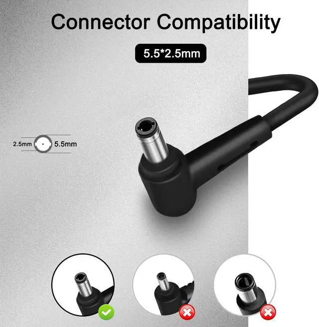 Alt view image 5 of 5 - 90w charger for Asus monitor power cord Asus Rog Strix PG279Q PG279 PG279QZ XG27UQ PG259QN TUF GAMING VG27AQ VG32VQR VG35VQ Vivo AiO V230I V230IC Power adapter ADP-90LE B