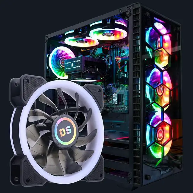 Alt view image 3 of 5 - DS 6Pack 120MM RGB PC Cooling Fans, LED Case Fans with Remote Control for Computer, PC Case CPU Coolers, Radiators System (8th GEN Hub Box, A Series)