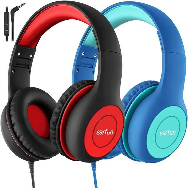 Main image of EarFun 2Packs Kids Headphones Wired with Microphone, 85/94dB Volume Limit Headphones for Kids, Portable Wired Headphone with Shareport, Stereo Sound Foldable Headset for School/Tablet/iPad/Kindle