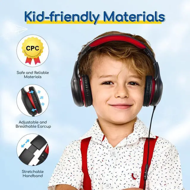 Alt view image 4 of 5 - EarFun 2Packs Kids Headphones Wired with Microphone, 85/94dB Volume Limit Headphones for Kids, Portable Wired Headphone with Shareport, Stereo Sound Foldable Headset for School/Tablet/iPad/Kindle