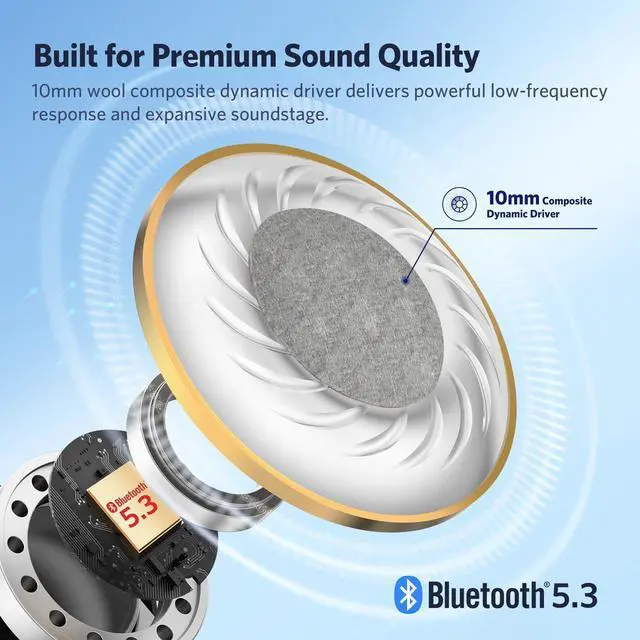 Alt view image 3 of 5 - EarFun Air 2 Wireless Earbuds, 10mm Drivers with LDAC Bluetooth Earbuds, Hi-Res Audio, Bluetooth 5.3 with Multipoint Connection Air True Wireless Earbuds, Bluetooth Earbuds with 4 Mics