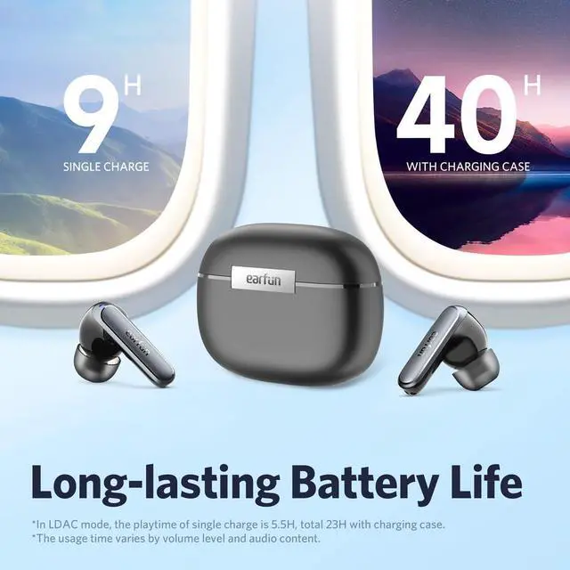 Alt view image 5 of 5 - EarFun Air 2 Wireless Earbuds, 10mm Drivers with LDAC Bluetooth Earbuds, Hi-Res Audio, Bluetooth 5.3 with Multipoint Connection Air True Wireless Earbuds, Bluetooth Earbuds with 4 Mics