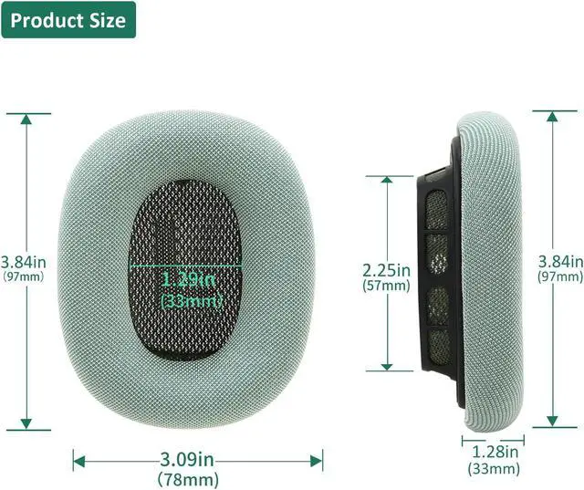 Alt view image 3 of 5 - Upgrade Gel Earcups Ear Pad Covers for Apple AirPods Max with Strong Magnet, Breathable Fabric& Memory Foam (Green)