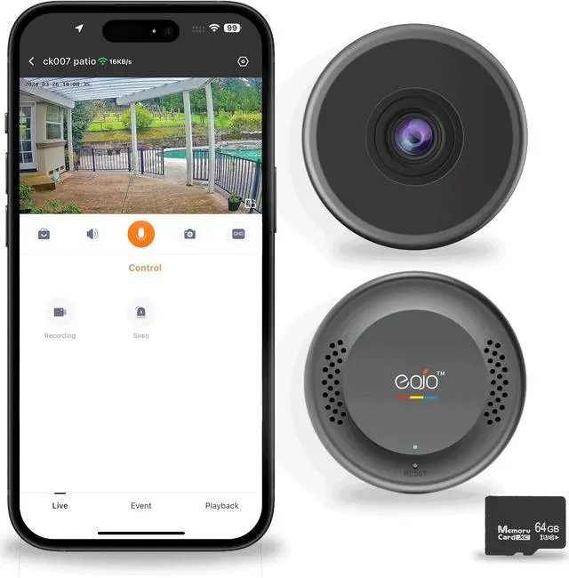 Main image of EOJO Starlight Window Camera - WIFI Camera Indoor with Person & Motion Detection, 2K Home Camera with 24/7 Recording, Amazing Full-Color Night Vision, Audio, 64GB SD Card Included(CK-007A)
