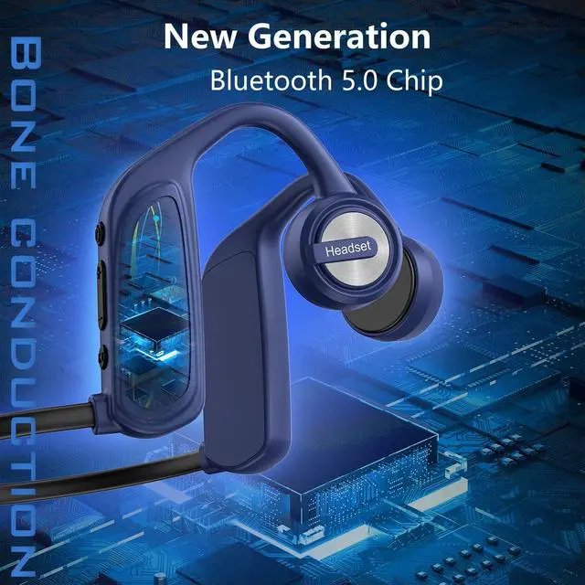 Alt view image 4 of 5 - Etigood Bone Conduction Headphones, Wireless Bluetooth Swimming Headphones with 16GB ROM MP3 Player HD Stereo Sound, IPX8 Waterproof Sport Neckband Open Ear Headset for Cycling Running Gym (Blue)