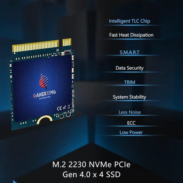 Alt view image 5 of 5 - GAMERKING 256GB M.2 2230 SSD NVMe PCIe Gen 4.0X4 Internal Solid State Drive, Compatible with PS5,Steam Deck, Microsoft Surface, Ultrabook, Laptop, Desktop,GPD (M.2 2230 PCIe 4.0, 256GB)